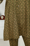 P-34-23-Dark Green - Three Layers 2Pc | 2Pc Cambric Printed Button-Up Shirt With Printed Trouser