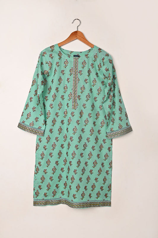 Aroma - Sea Green - CAMBRIC PRINTED & EMBROIDERED KURTI