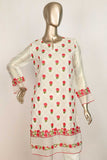 P-76-17-OFFWHITE - RED ROSE | ORGANZA EMBROIDERED KURTI