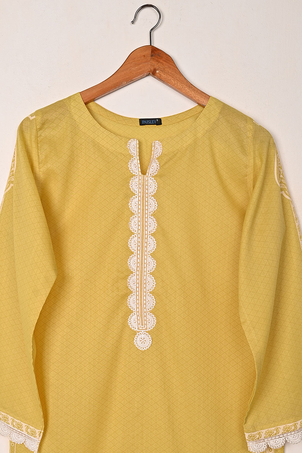 Crossword - Yellow - CAMBRIC PRINTED & EMBROIDERED KURTI