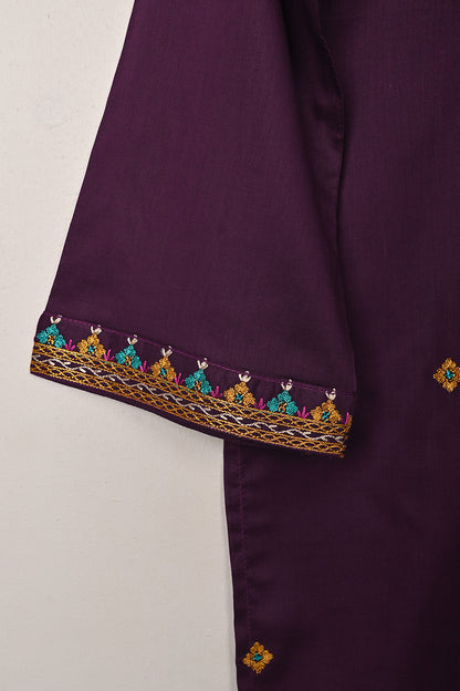 Cord - Purple - CAMBRIC EMBROIDERED KURTI