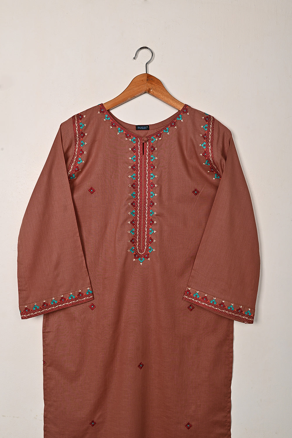 Cord - Rust - CAMBRIC EMBROIDERED KURTI