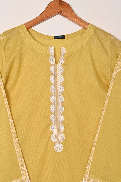 Crossword - Yellow - CAMBRIC PRINTED & EMBROIDERED KURTI