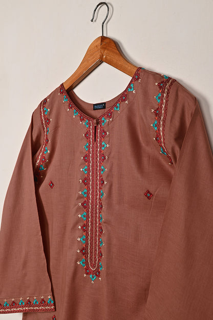 Cord - Rust - CAMBRIC EMBROIDERED KURTI