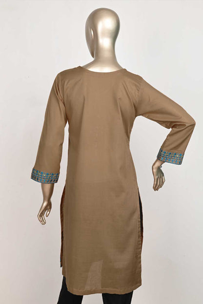 P-60-22K-BREACH KHAAKI | COTTON EMBROIDERED KURTI