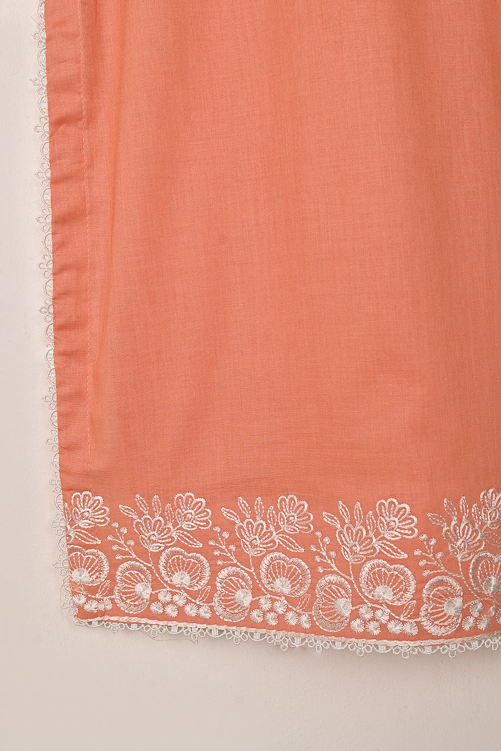 Ruby - Dark Peach - CAMBRIC EMBROIDERED KURTI