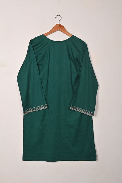 Upside Umbrella - Bottle Green - CAMBRIC EMBROIDERED KURTI