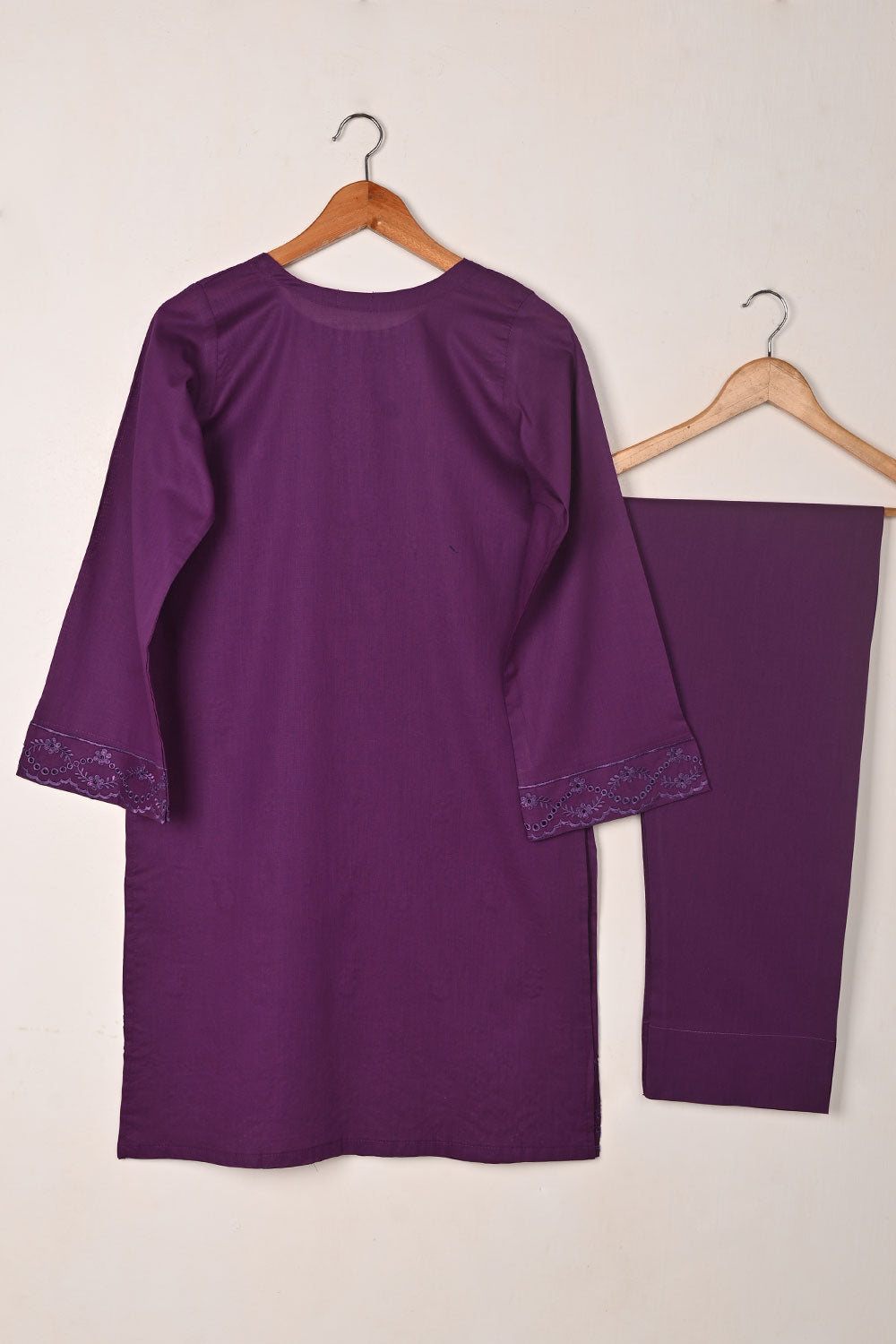 Chrome 2Pc - Purple- CAMBRIC EMBROIDERED DRESS