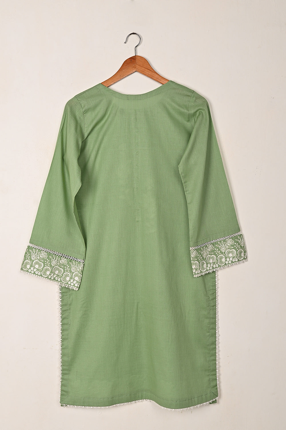 Ruby - Green - CAMBRIC EMBROIDERED KURTI