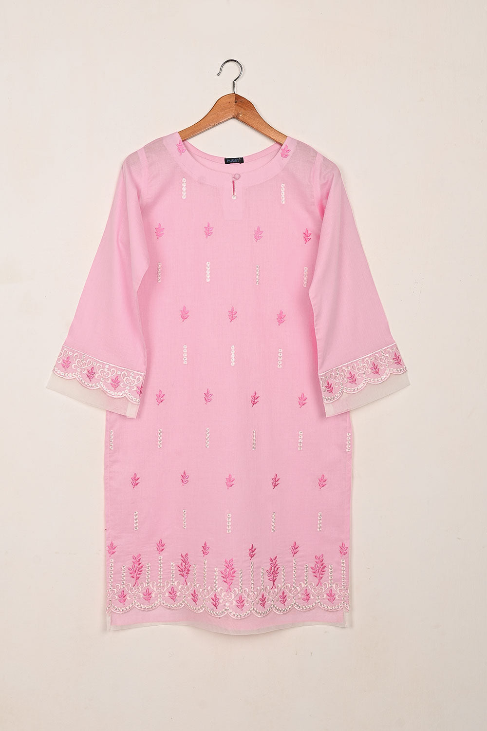 Elegant - Pink - CAMBRIC EMBROIDERED KURTI