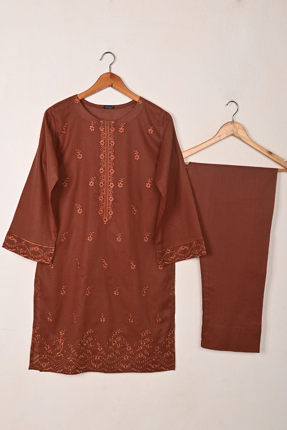 Chrome 2Pc - Rust- CAMBRIC EMBROIDERED DRESS