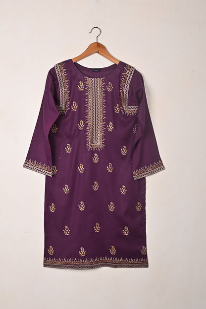 Gold Block Print - Meganta - Cambric Printed & Embroidered Kurti