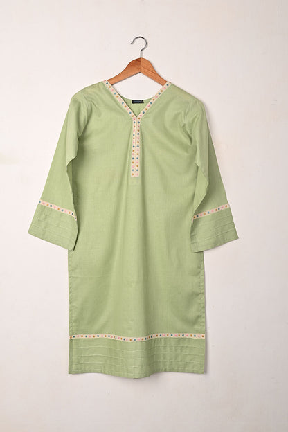 Solids - Pista - CAMBRIC EMBROIDERED KURTI