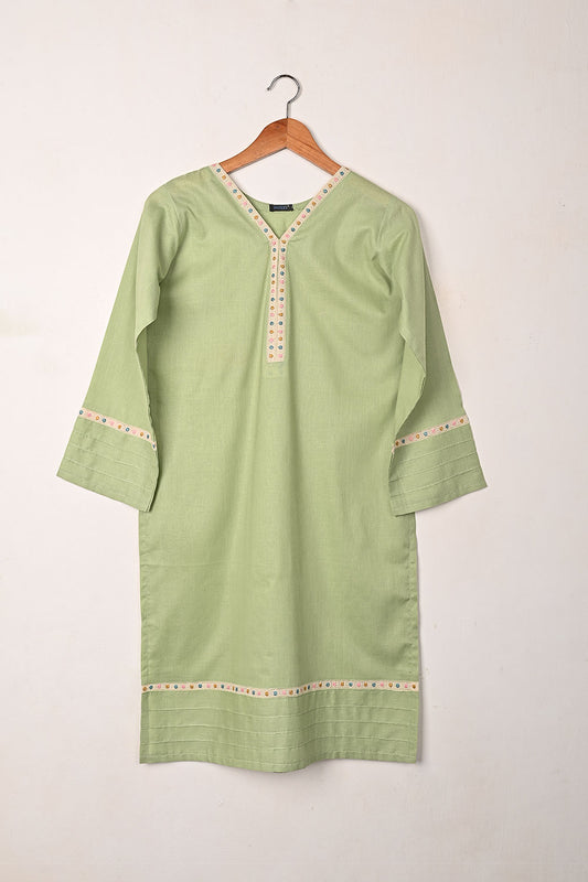 Solids - Pista - CAMBRIC EMBROIDERED KURTI