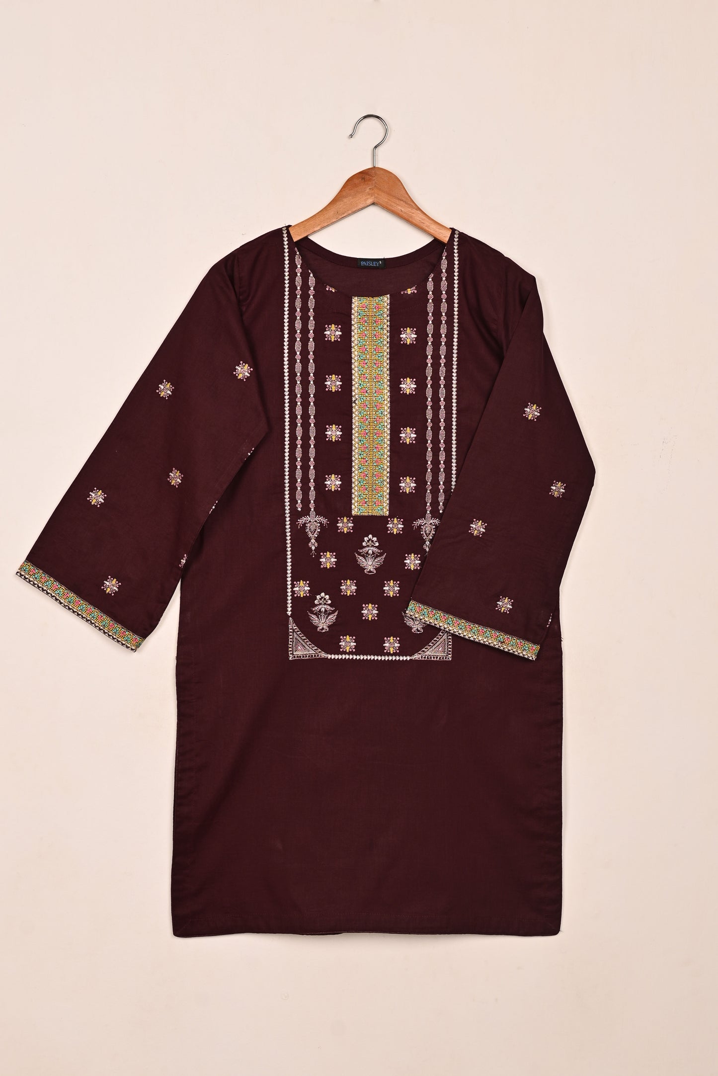 Podrum - Maroon - CAMBRIC EMBROIDERED KURTI