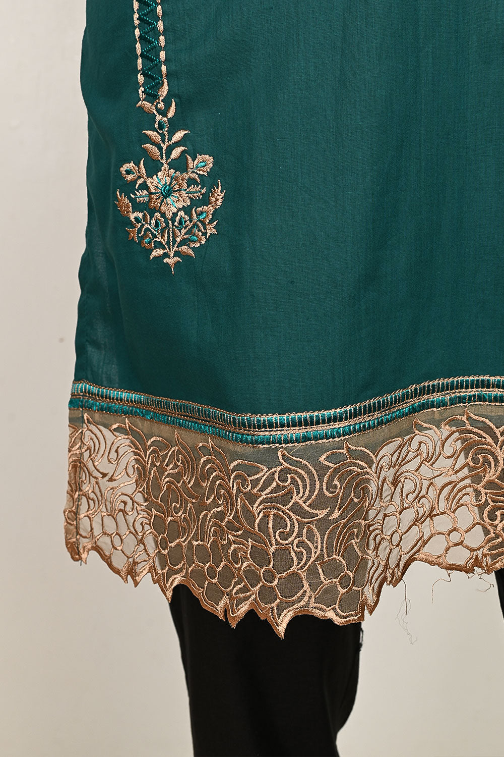 P-42-23-Teal Green - Sect | Cambric Embroidered Kurti