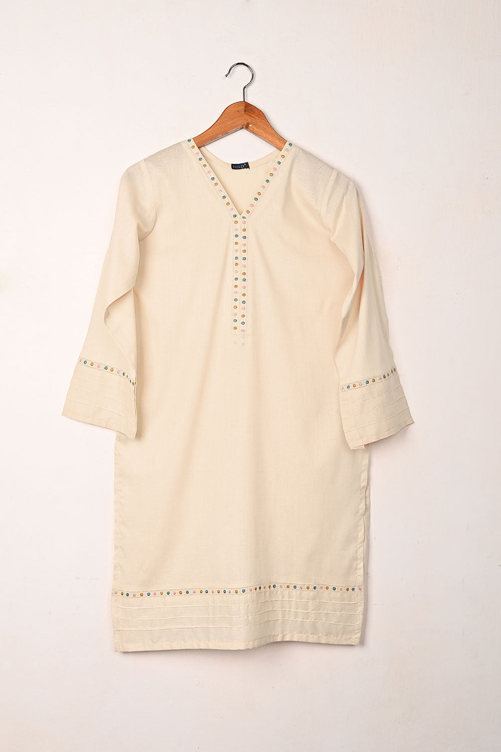 Solids - Tea Pink - CAMBRIC EMBROIDERED KURTI