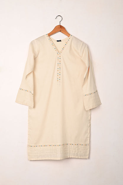 Solids - Tea Pink - CAMBRIC EMBROIDERED KURTI