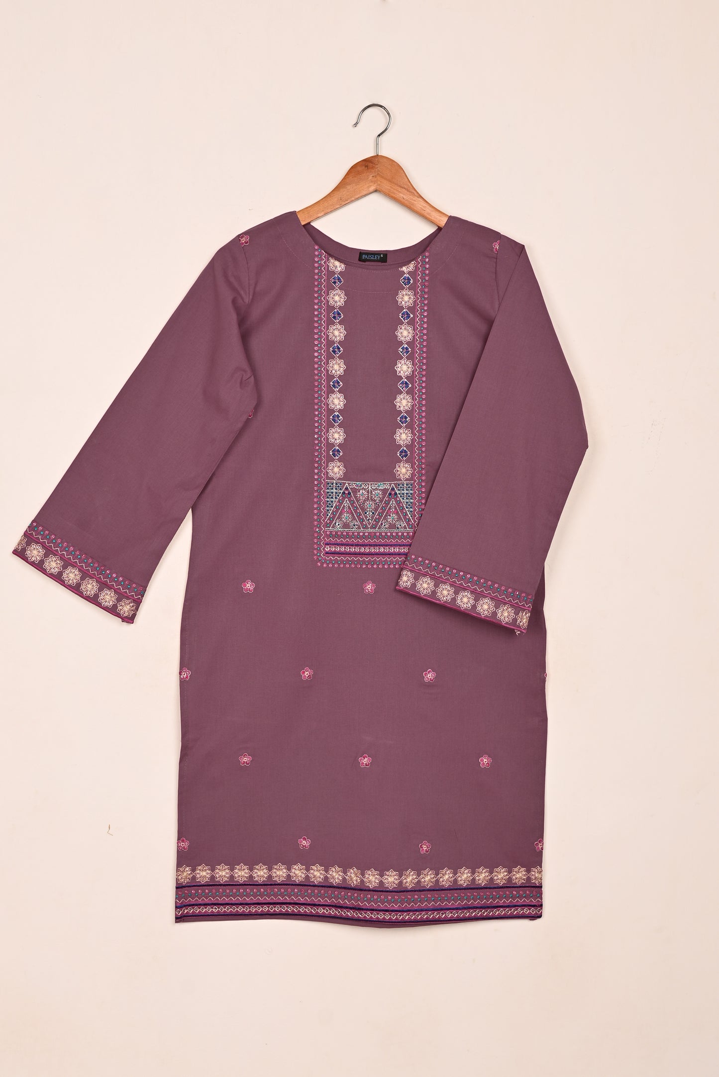 Anarkali - Onion - CAMBRIC EMBROIDERED KURTI