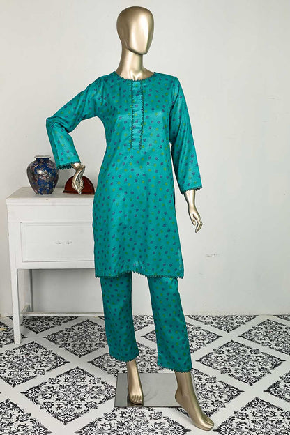 P-14-23-SeaGreen - Tiny Roses | 2Pc Cambric Printed Shirt With Printed Trouser