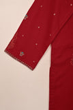Vague - Red - 2Pc COTTON EMBROIDERED DRESS