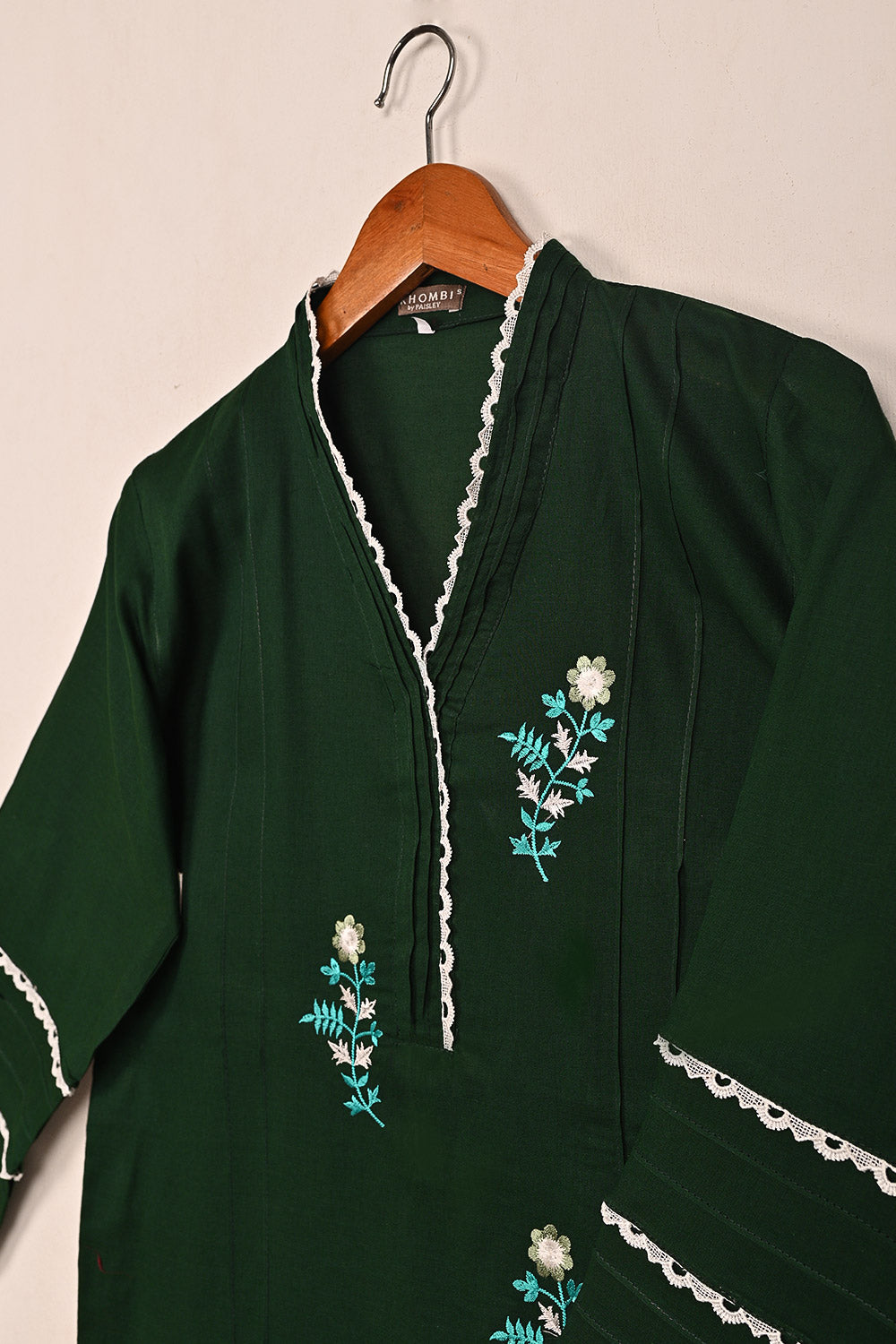 Groove - Bottle Green - CAMBRIC EMBROIDERED KURTI