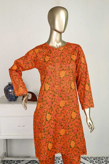 P-21-23-Orange - Garden Gulab | 2Pc Cambric Printed Shirt With Printed Trouser