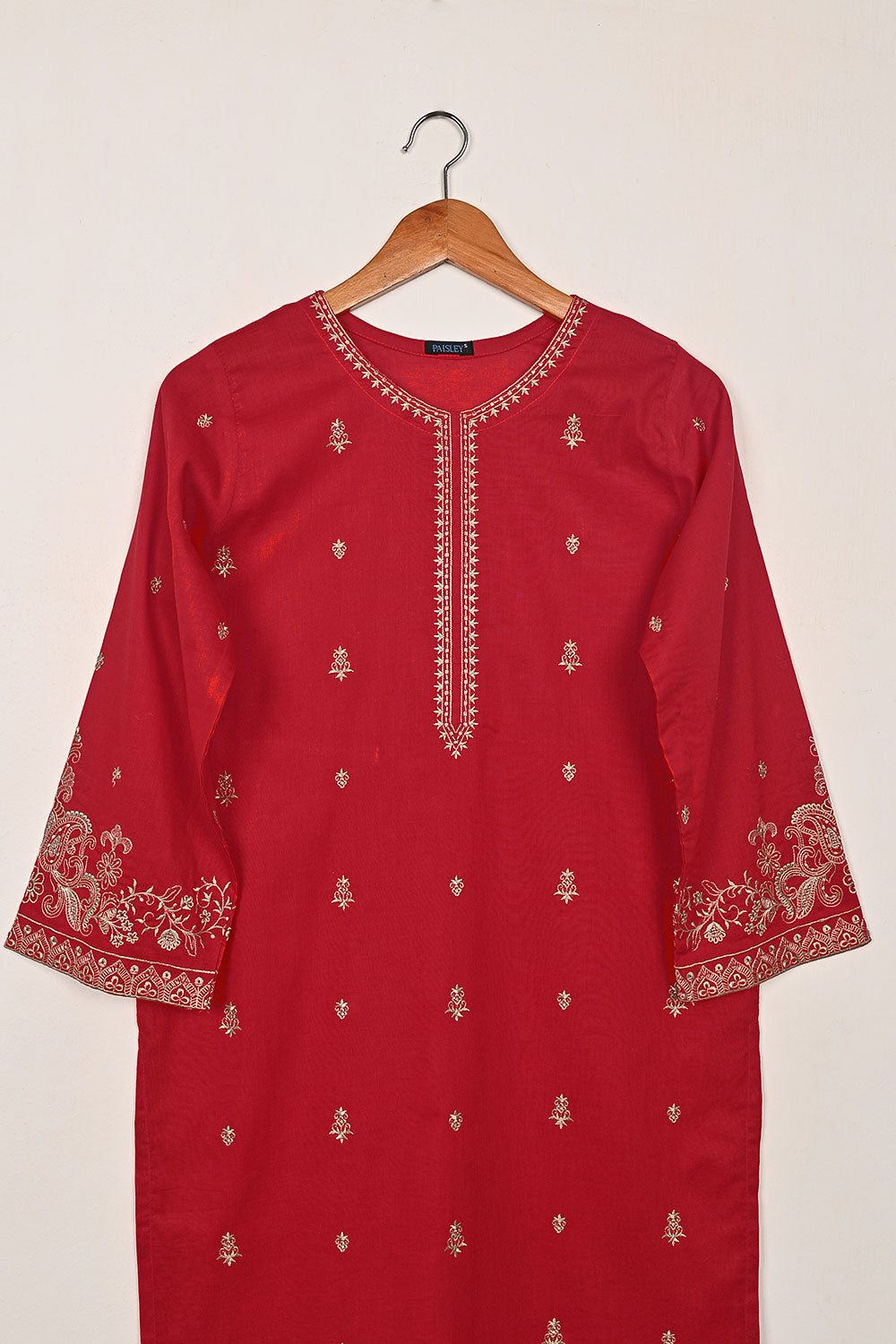 Parallel - Red - CAMBRIC EMBROIDERED KURTI