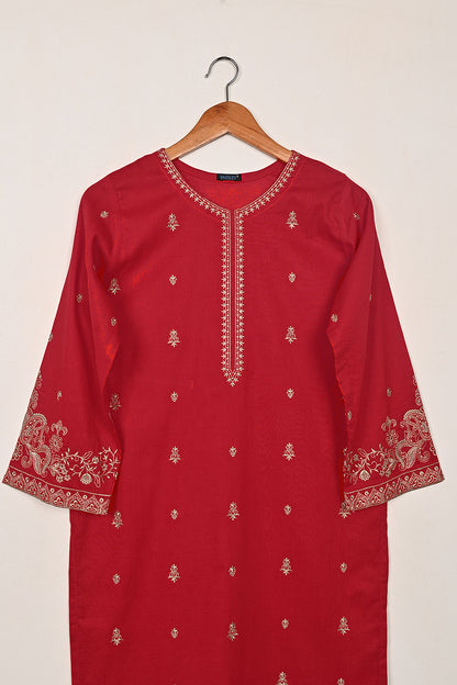 Parallel - Red - CAMBRIC EMBROIDERED KURTI