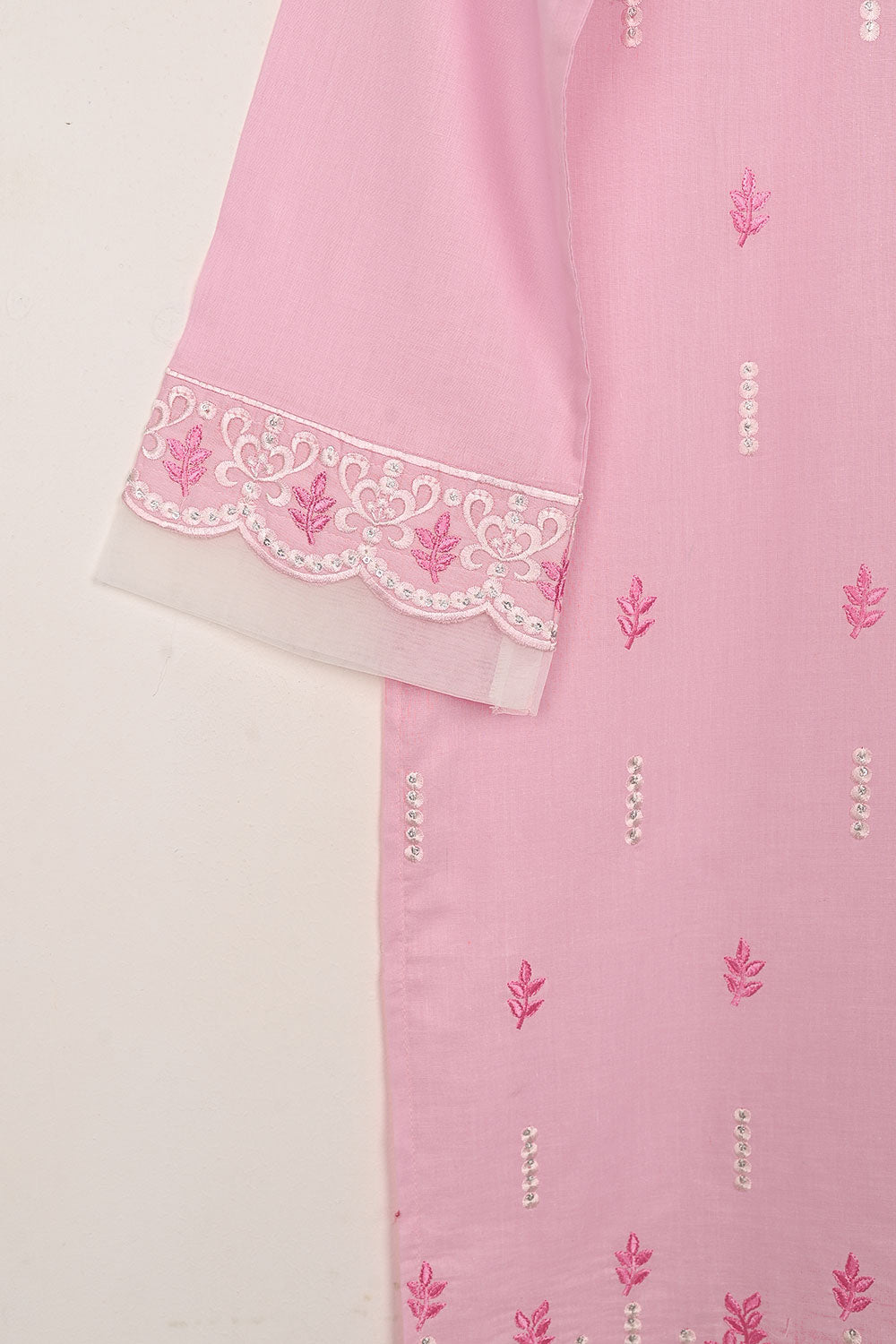 Elegant - Pink - CAMBRIC EMBROIDERED KURTI