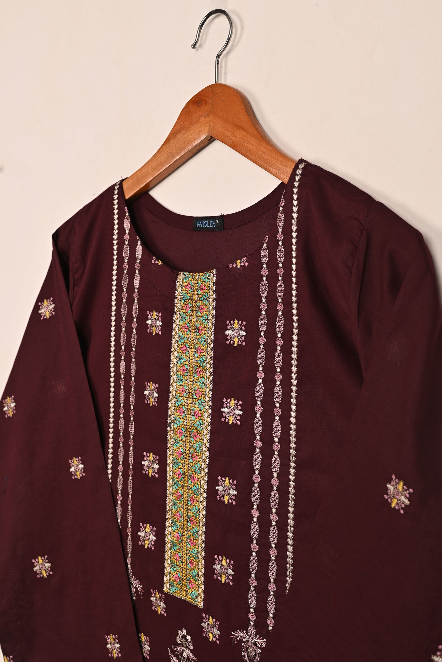 Podrum - Maroon - CAMBRIC EMBROIDERED KURTI