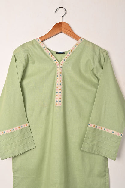 Solids - Pista - CAMBRIC EMBROIDERED KURTI