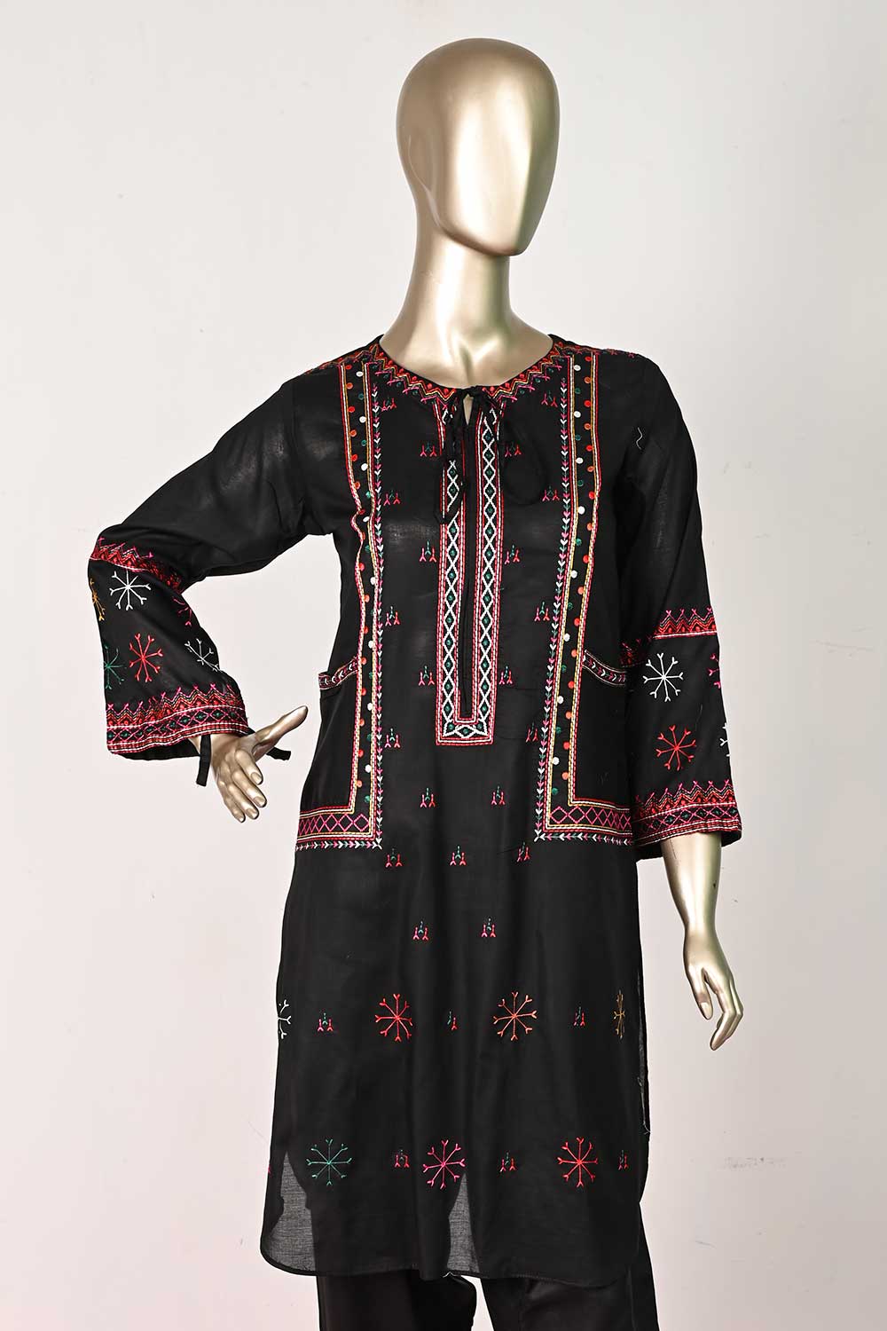 P-10-23-Black - Kashmiri | 2Pc Cambric Embroidered Shirt With Embroidered Trouser