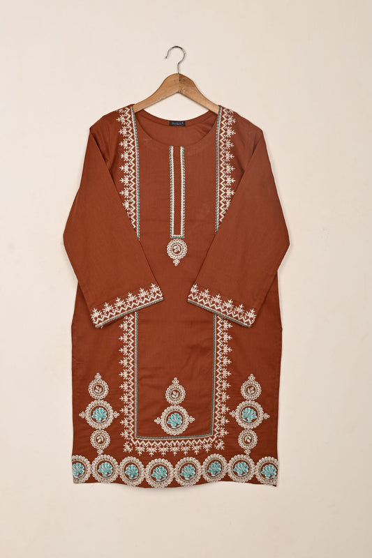 Rings - Rust - CAMBRIC EMBROIDERED KURTI