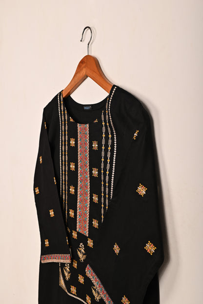 Podrum - Black - CAMBRIC EMBROIDERED KURTI