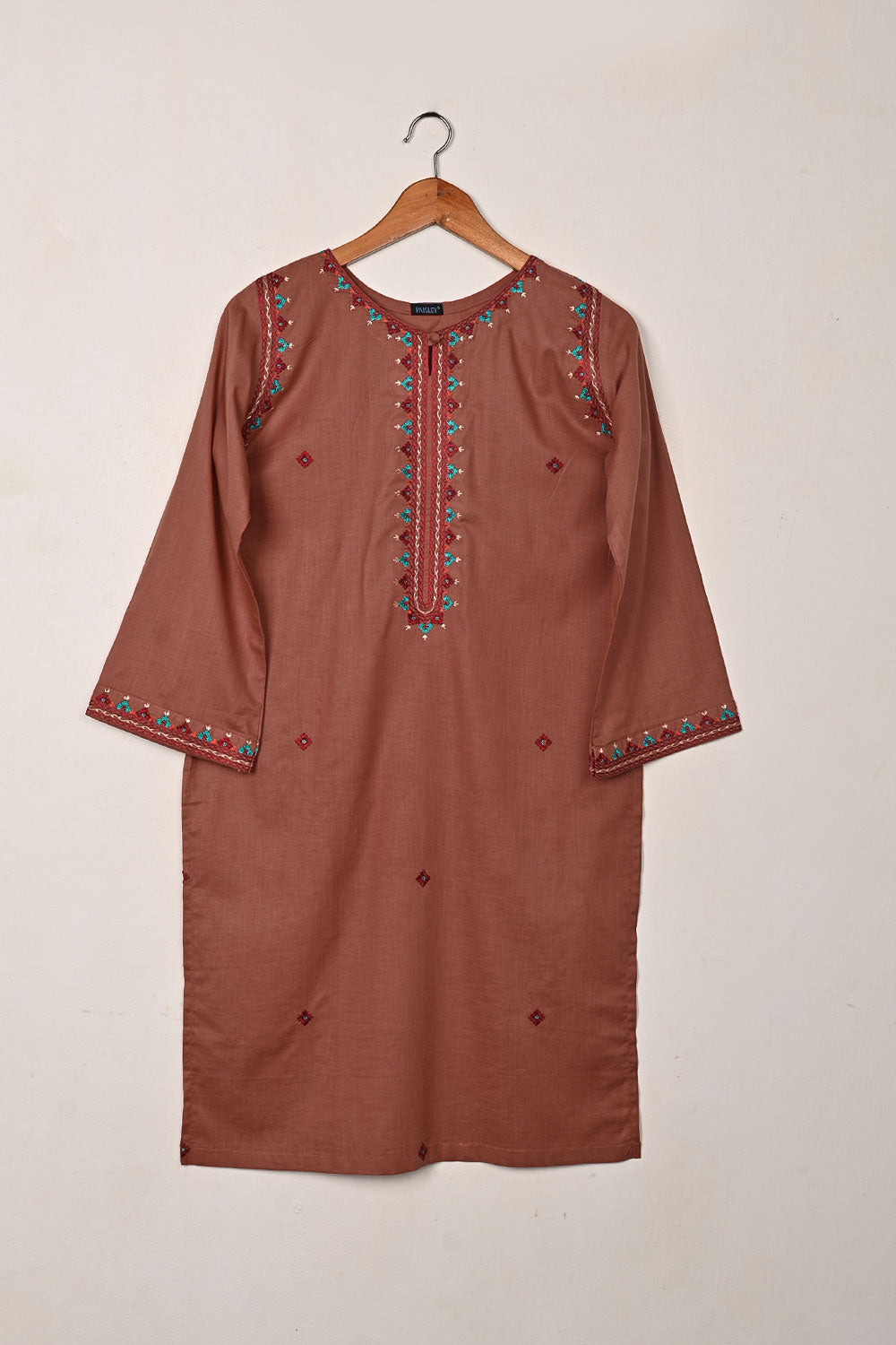 Cord - Rust - CAMBRIC EMBROIDERED KURTI