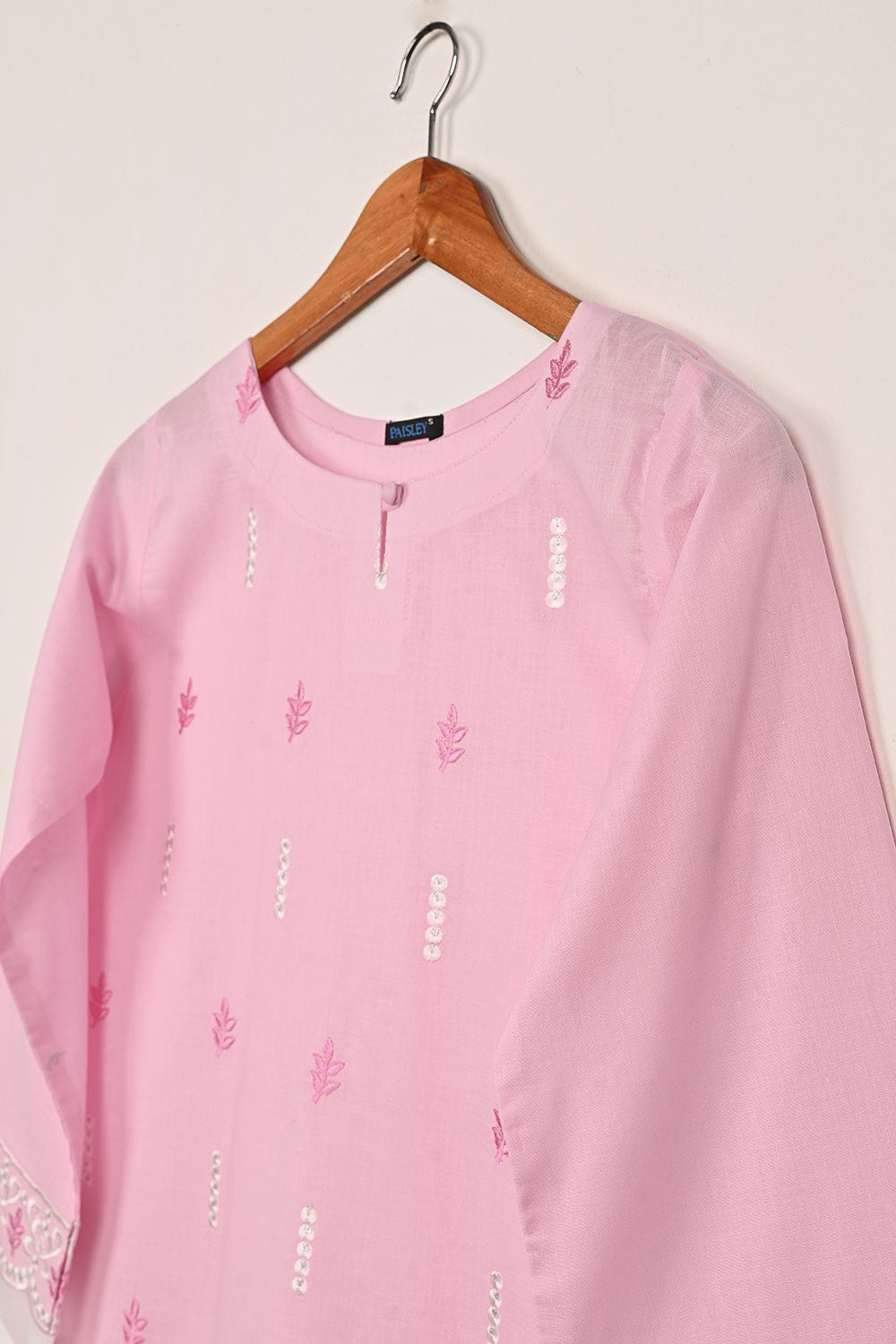 Elegant - Pink - CAMBRIC EMBROIDERED KURTI