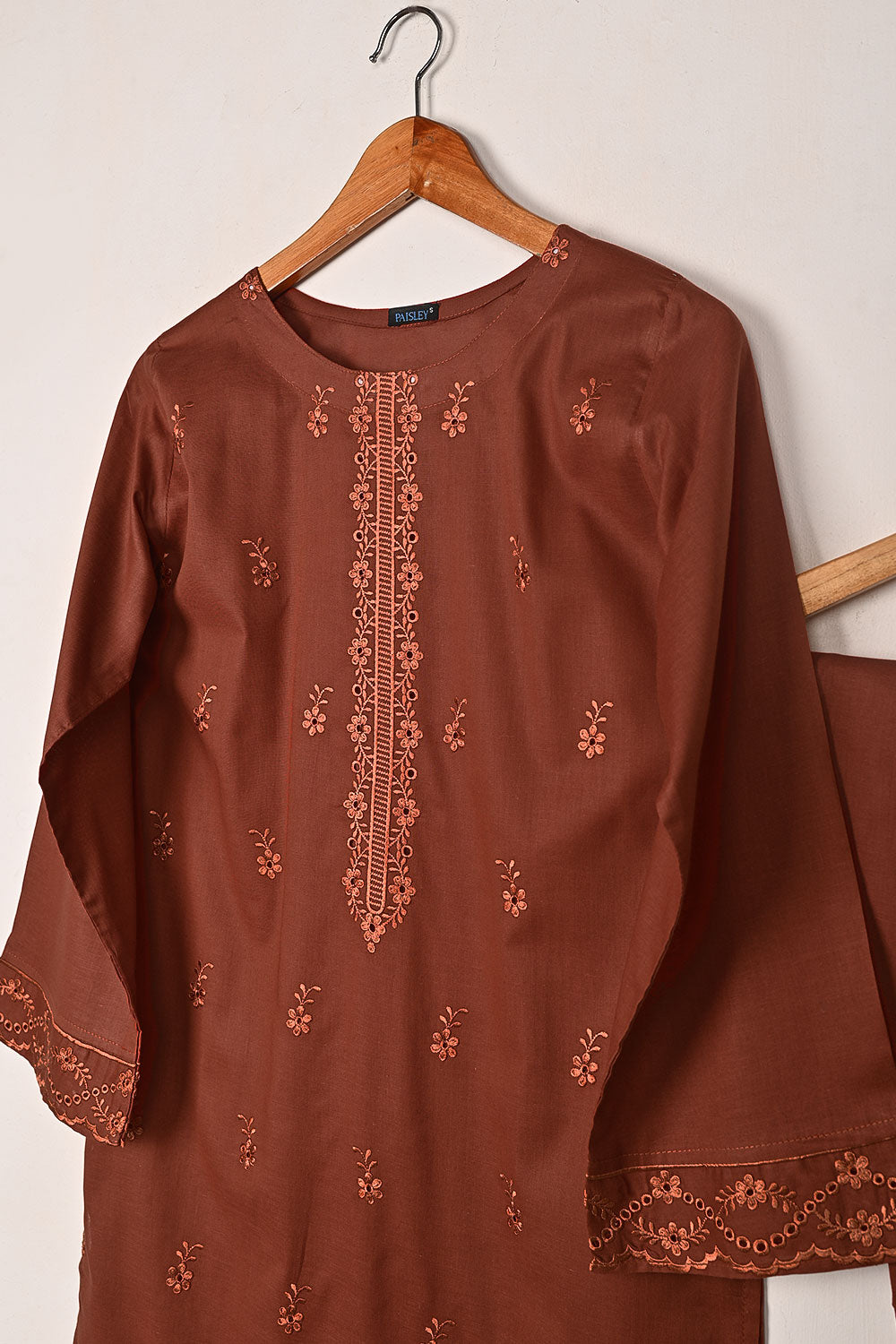 Chrome 2Pc - Rust- CAMBRIC EMBROIDERED DRESS