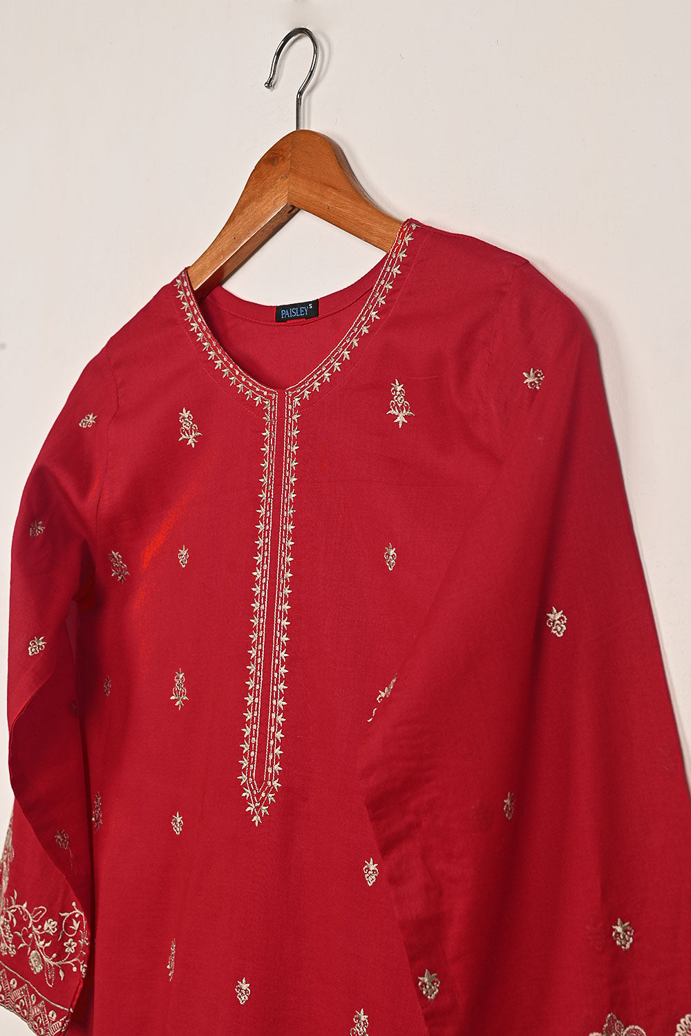 Parallel - Red - CAMBRIC EMBROIDERED KURTI