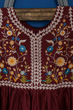 Cambric Embroidered & Printed Kurti - Embroidered Frock (P-14-20-Purple-Maroon)
