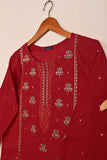Vague - Red - 2Pc COTTON EMBROIDERED DRESS