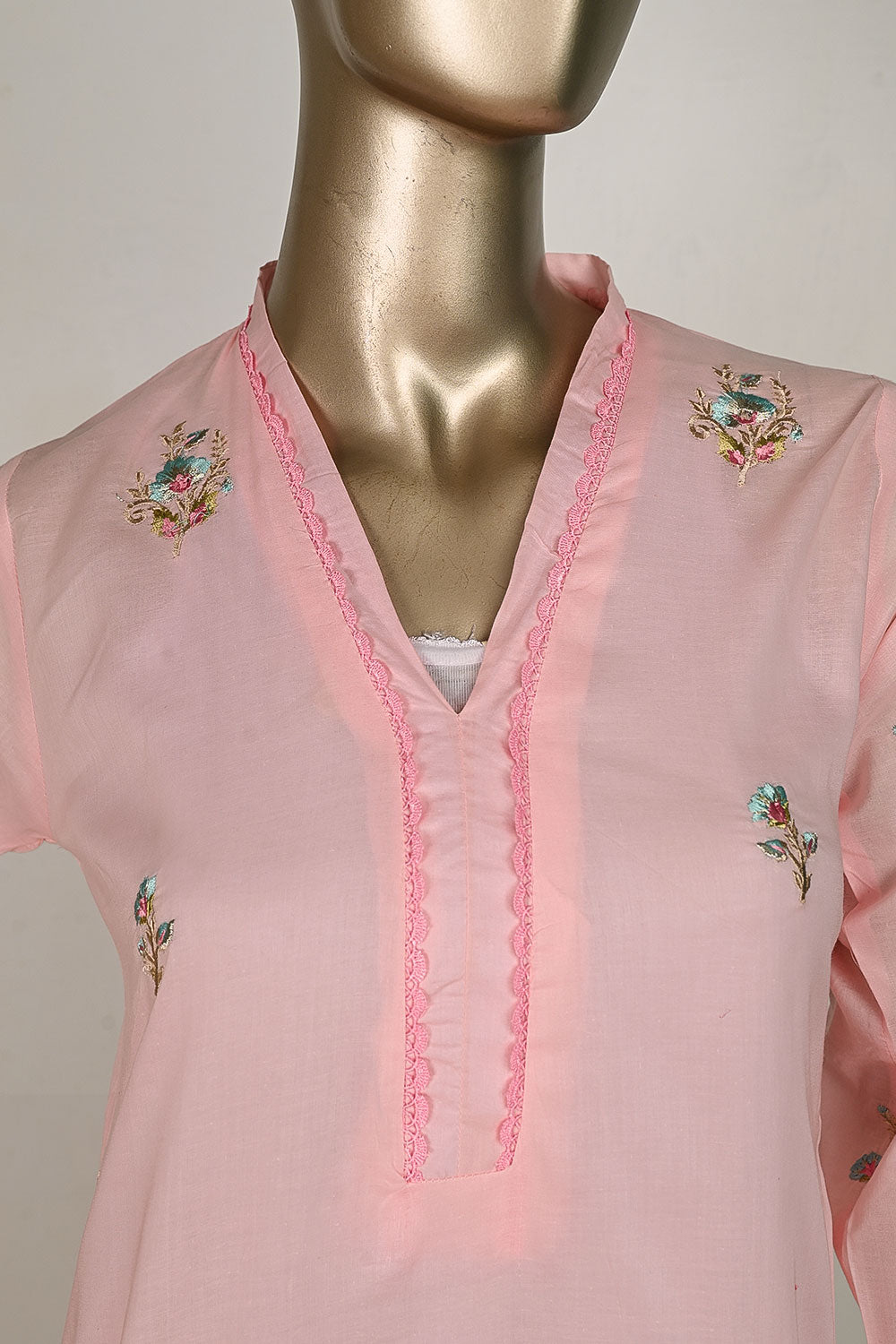 P-25-23-Pink - Concrete | Cambric Embroidered Kurti