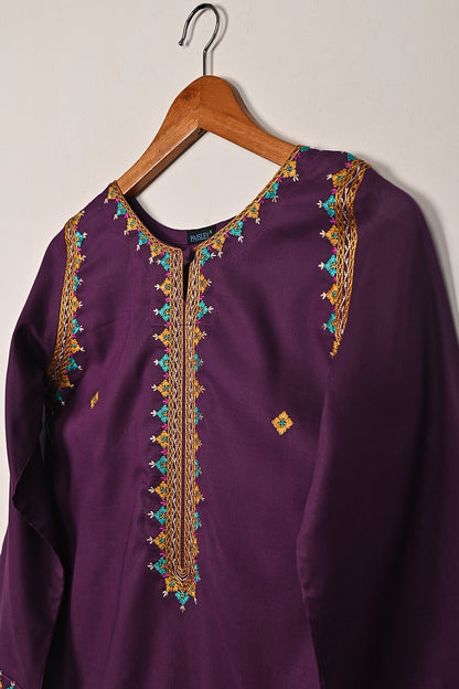 Cord - Purple - CAMBRIC EMBROIDERED KURTI