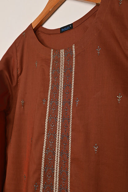 Carry Daman - Rust - CAMBRIC EMBROIDERED KURTI