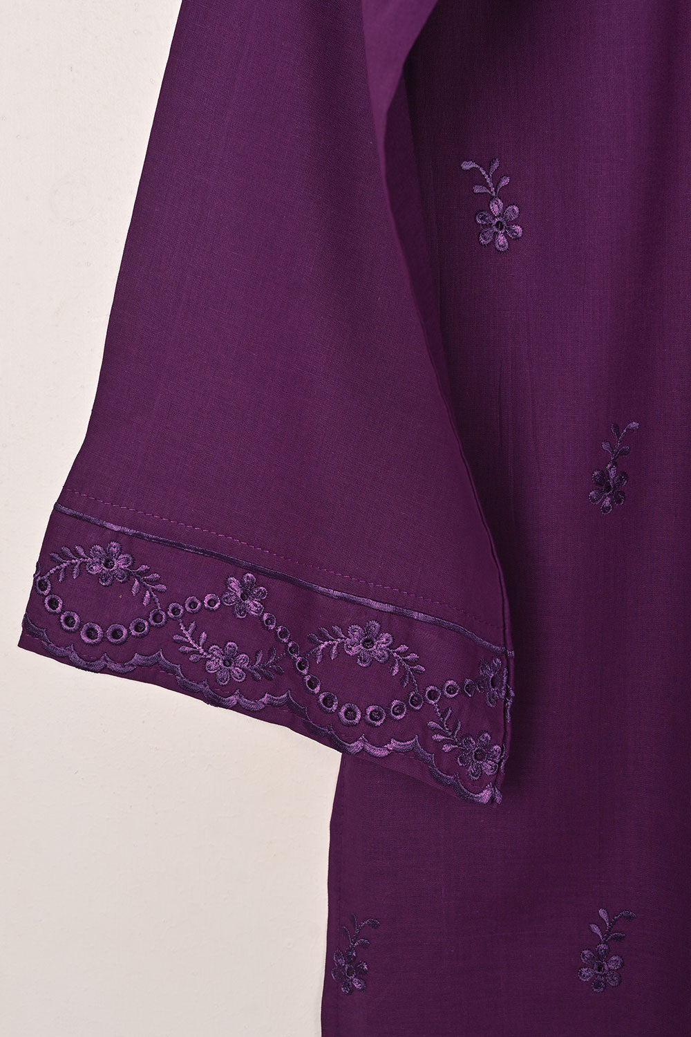 Chrome 2Pc - Purple- CAMBRIC EMBROIDERED DRESS