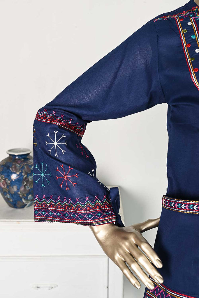 P-10-23-Blue - Kashmiri | 2Pc Cambric Embroidered Shirt With Embroidered Trouser