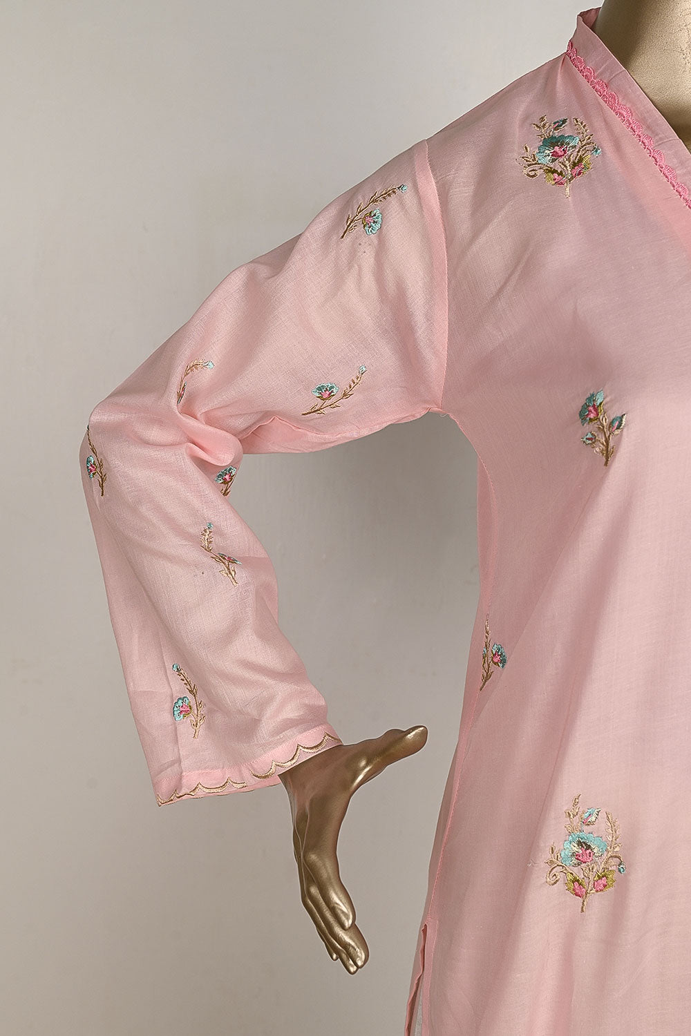 P-25-23-Pink - Concrete | Cambric Embroidered Kurti