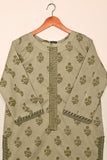 Khaaki Print - Green - Stitched Cotton Cambric Kurti