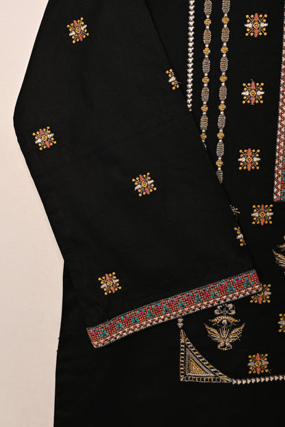 Podrum - Black - CAMBRIC EMBROIDERED KURTI