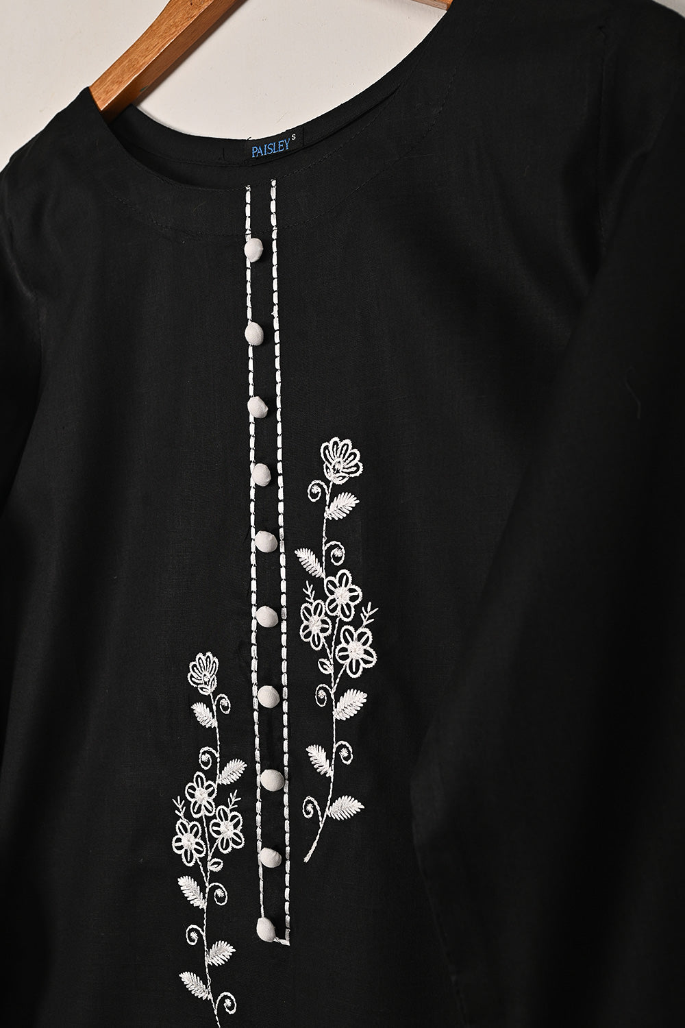 Ruby - Black- CAMBRIC EMBROIDERED KURTI